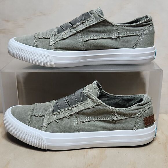 Blowfish Shoes - Blowfish Malibu Women Green White Slip-On Sneakers Cavas Shoes
